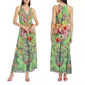 CAMILLA Silk Sleeveless V-Neck Cover-Up Floral Maxi Dress - Porcelain Dream